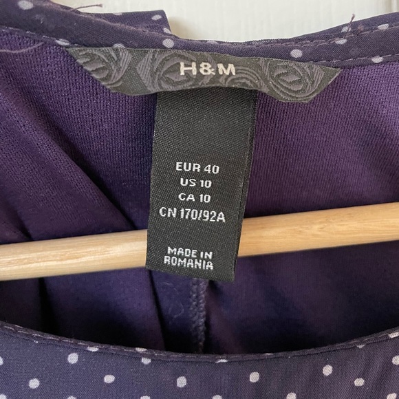 H&M 50s Style Collared Polkadot Dress With Cap Sleeves - Picture 7 of 11